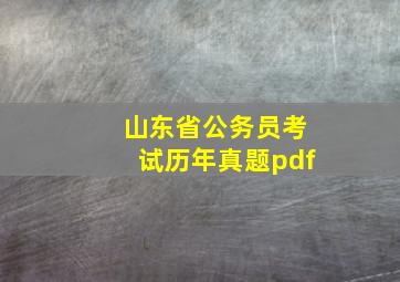 山东省公务员考试历年真题pdf