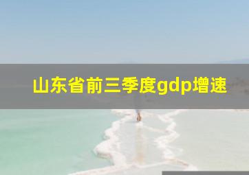 山东省前三季度gdp增速