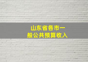 山东省各市一般公共预算收入