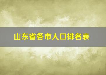 山东省各市人口排名表