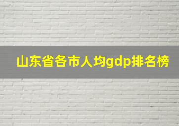 山东省各市人均gdp排名榜