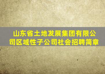 山东省土地发展集团有限公司区域性子公司社会招聘简章