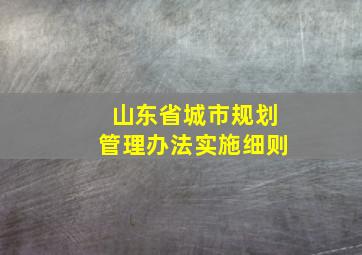 山东省城市规划管理办法实施细则