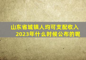 山东省城镇人均可支配收入2023年什么时候公布的呢