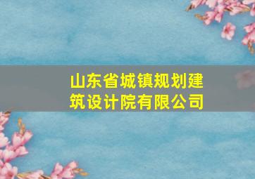 山东省城镇规划建筑设计院有限公司