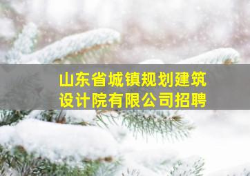 山东省城镇规划建筑设计院有限公司招聘