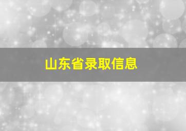 山东省录取信息