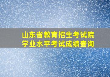 山东省教育招生考试院学业水平考试成绩查询