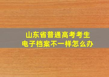 山东省普通高考考生电子档案不一样怎么办