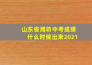 山东省潍坊中考成绩什么时候出来2021