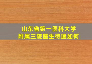 山东省第一医科大学附属三院医生待遇如何