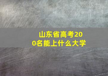 山东省高考200名能上什么大学