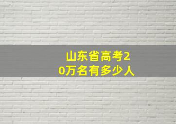 山东省高考20万名有多少人