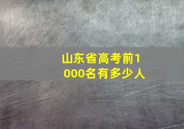 山东省高考前1000名有多少人