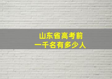 山东省高考前一千名有多少人