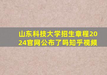 山东科技大学招生章程2024官网公布了吗知乎视频