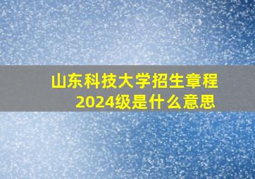 山东科技大学招生章程2024级是什么意思