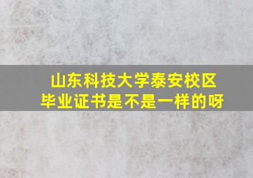 山东科技大学泰安校区毕业证书是不是一样的呀