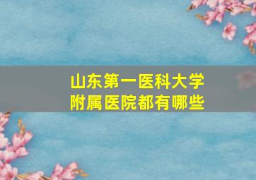 山东第一医科大学附属医院都有哪些