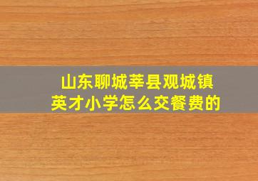 山东聊城莘县观城镇英才小学怎么交餐费的