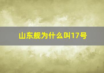 山东舰为什么叫17号