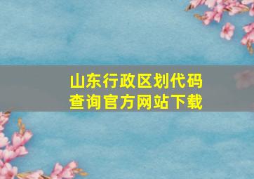 山东行政区划代码查询官方网站下载