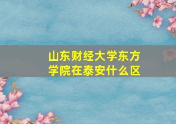 山东财经大学东方学院在泰安什么区