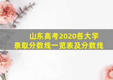 山东高考2020各大学录取分数线一览表及分数线