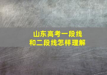 山东高考一段线和二段线怎样理解