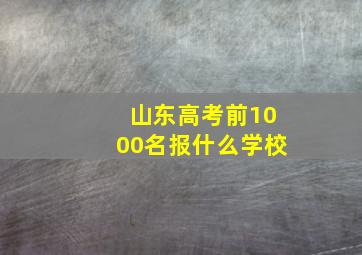 山东高考前1000名报什么学校