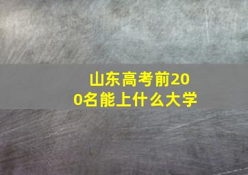 山东高考前200名能上什么大学