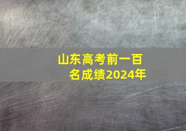 山东高考前一百名成绩2024年