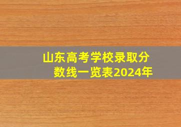 山东高考学校录取分数线一览表2024年