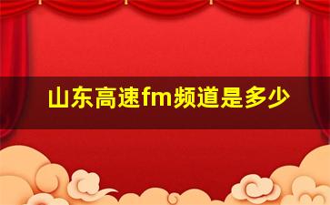 山东高速fm频道是多少