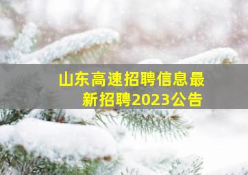 山东高速招聘信息最新招聘2023公告