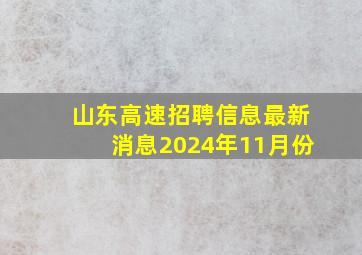 山东高速招聘信息最新消息2024年11月份