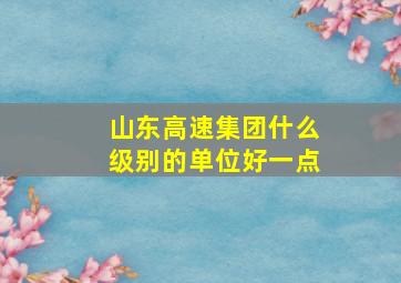 山东高速集团什么级别的单位好一点