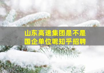 山东高速集团是不是国企单位呢知乎招聘