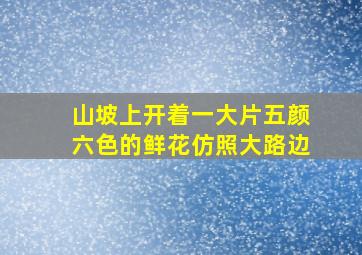 山坡上开着一大片五颜六色的鲜花仿照大路边