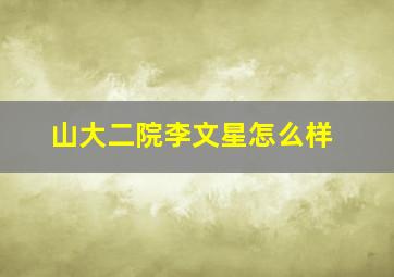 山大二院李文星怎么样