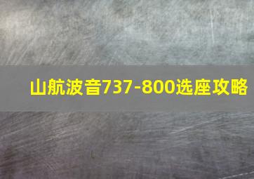 山航波音737-800选座攻略