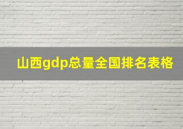 山西gdp总量全国排名表格