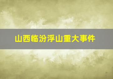 山西临汾浮山重大事件