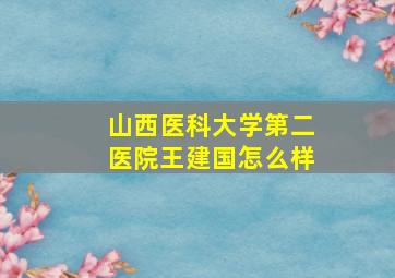 山西医科大学第二医院王建国怎么样