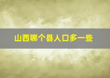 山西哪个县人口多一些