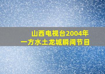 山西电视台2004年一方水土龙城瞬间节目