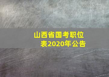 山西省国考职位表2020年公告