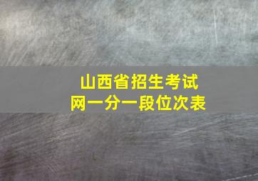 山西省招生考试网一分一段位次表