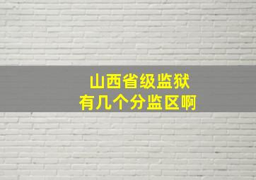 山西省级监狱有几个分监区啊