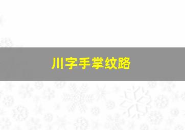 川字手掌纹路